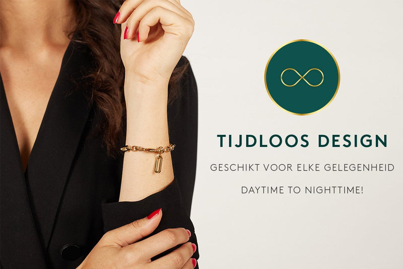 Laura Ferini Dames Armband Presa Goud - Goudkleurige Schakelarmband - 18K Geelgoud Verguld - Sieraad - Accessoires - Sieraden