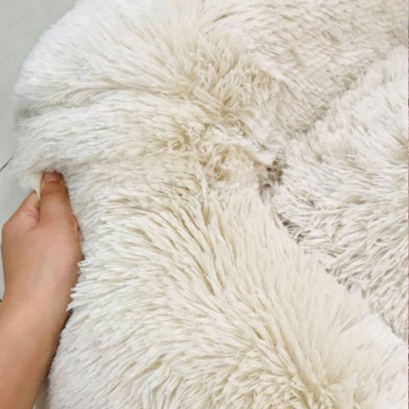 Snoozle Donut Hondenmand - Zacht en Luxe Hondenkussen - Wasbaar - Fluffy - Hondenmanden - 50cm - Wit