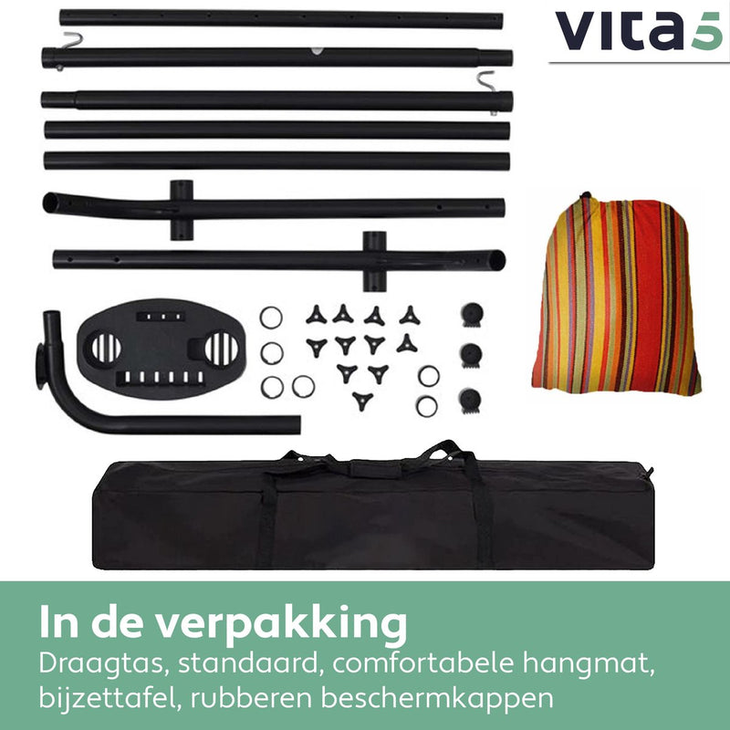 Vita5 Hangmat met Standaard - Rood/Geel