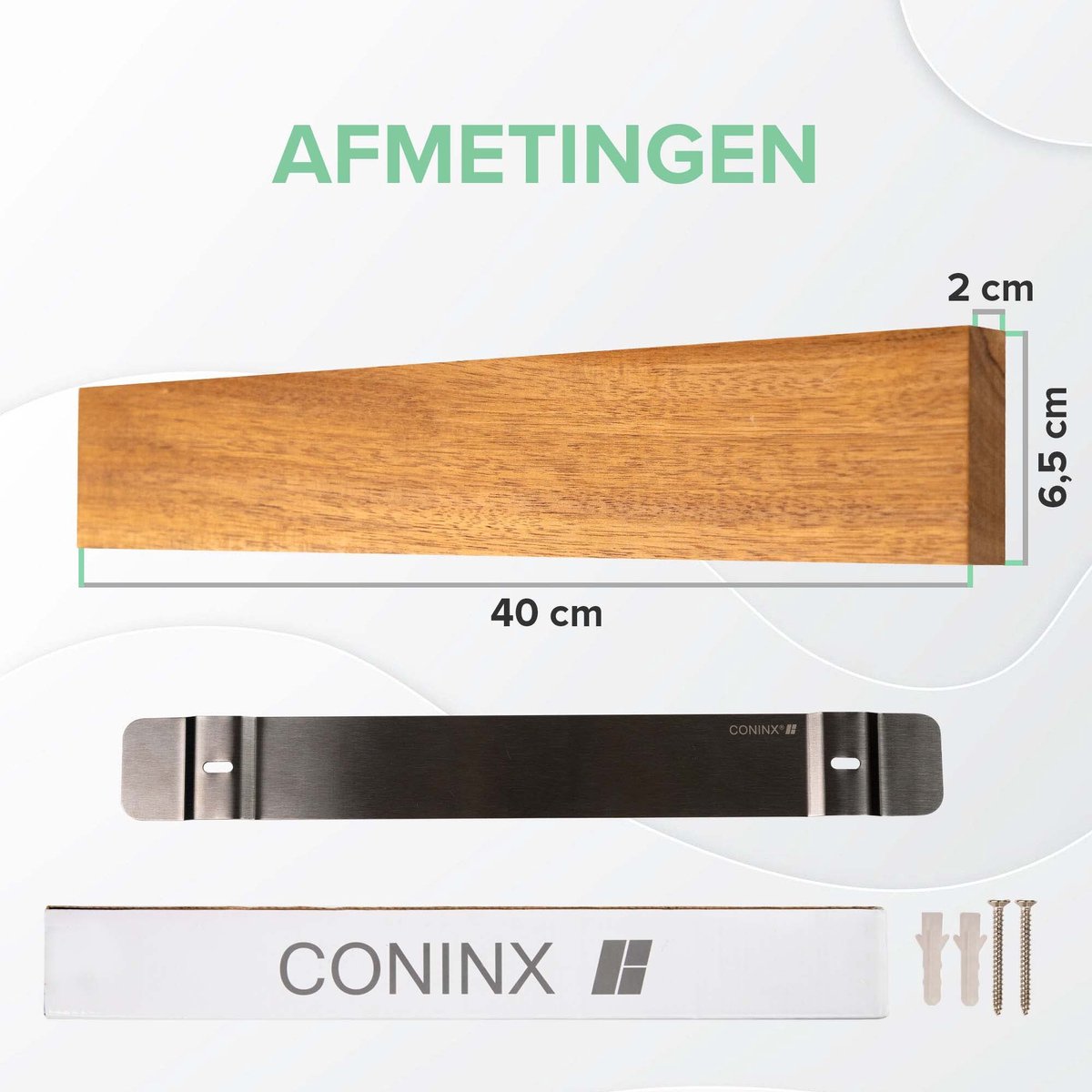 Messenenmagnet 40 cm - Messenhaltermagneter - Schraubenmontage - Akazienmesserblock von Coninx