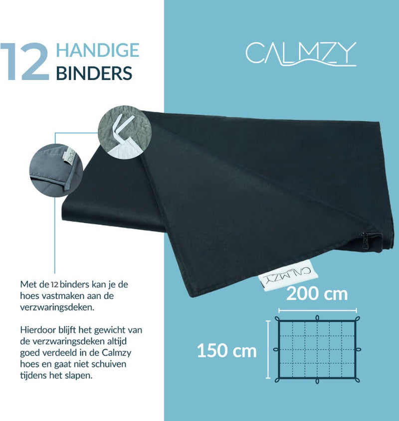 Calmzy Verzwaringsdeken Bundel 8 kg - Superior Chill - Verzwaringsdeken &  Verzwaringsdeken Hoes - 150 x 200 cm - Zwart