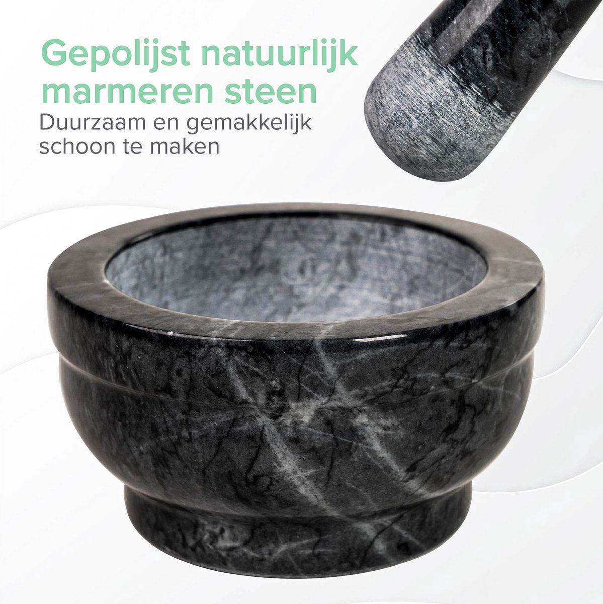 Coninx vijzel - stirbier mit Stamper - Herbstamper - Ø15 x H8cm - Schwarzer Marmor poliert