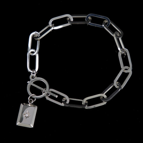 Laura Ferini Dames Armband Ruvido Zilver - Zilverkleurige Schakelarmband - 18K Witgoud Verguld - Sieraad - Accessoires - Sieraden - Dames Armbandje