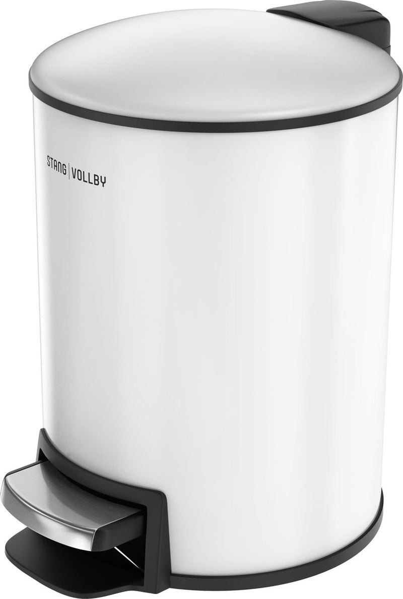 Rangvollby Docksta pedal bin - 12 liters - stainless steel - White - Trash can - Toilet - Bathroom - Office - Small - Soft Close Lid - Chic Design - White Pedal Trash - Waste Bag Inapassing
