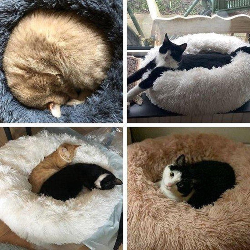 Snoozle Kattenmand - Zacht en Luxe Poezenmand - Kattenmandje rond - Wasbaar - 80cm - Wit