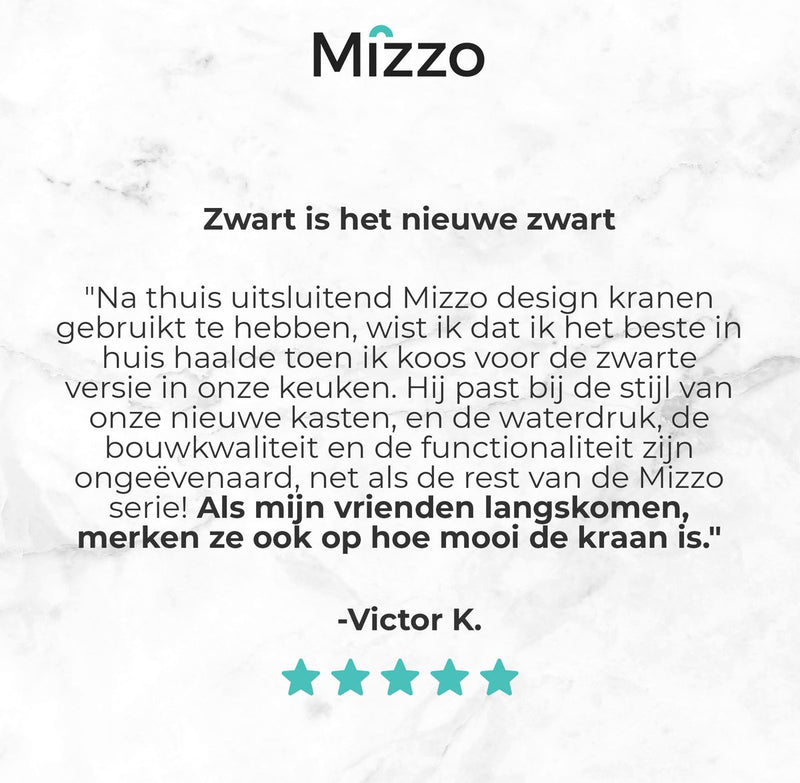 Mizzo Verdo Keukenkraan - Hoge Mengkraan - Keukenkranen - Design - Hoge Uitloop - Zwart