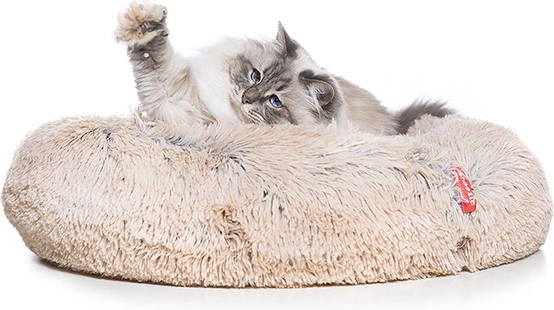 Snoozle Kattenmand - Zacht en Luxe Poezenmand - Kattenmandje rond - Wasbaar - 70cm - Creme Bruin