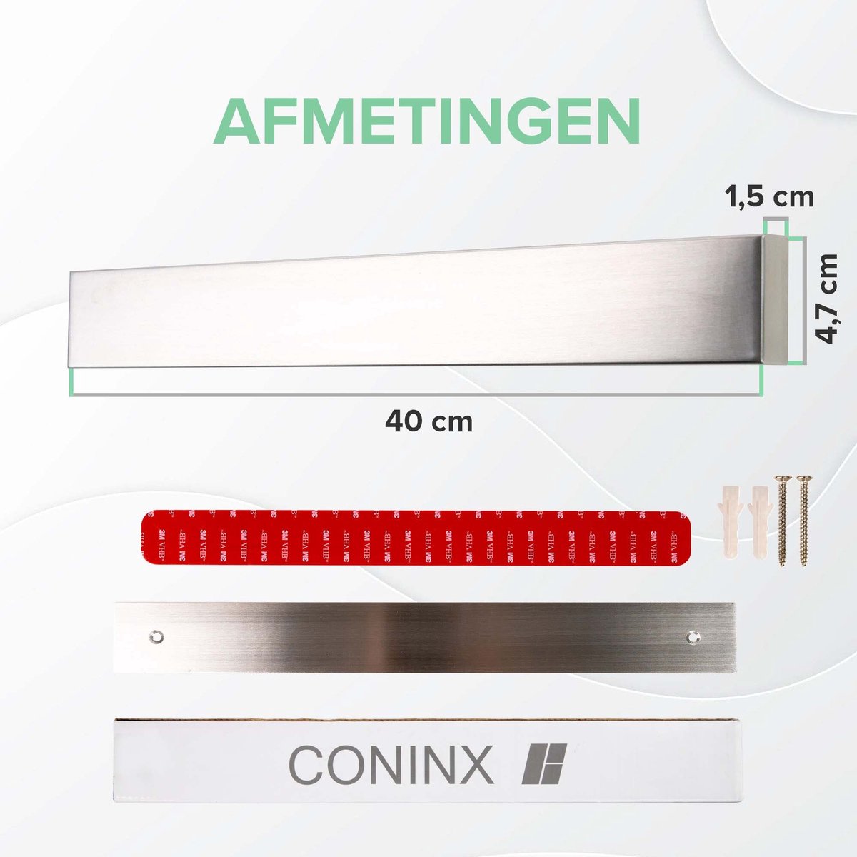 Messenenmagnet 40 cm - Messenhaltermagneter - Schraubenmontage - Akazienmesserblock von Coninx