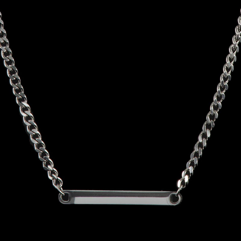Laura Ferini Ladies Necklace Facile Silver - Silver colored switch chain with plate - 18k White gold gilt - Necklace - Collier - Jewelry - Accessories - Ladies Necklace With Pendant