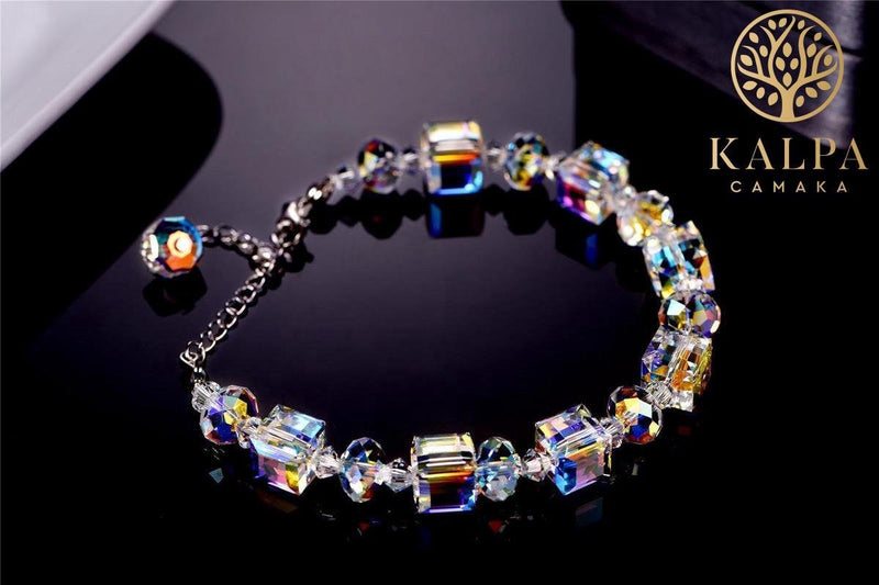 Yolora Ladies Bracelet With 31 Kalpa Camaka Crystals - Silver colored - 18k White gold Gilt - Gift box