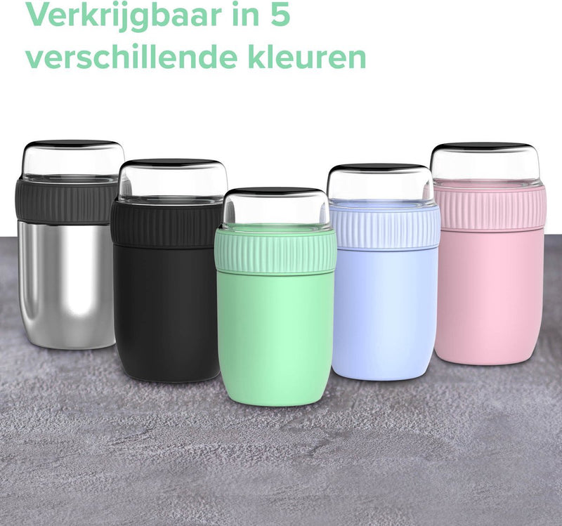 Coninx Thermosbeker RVS - Thermos Lunchbox travel mug - Muesli beker to go - Isoleer lunchpot - Yoghurt beker to go - Mueslibeker - Back to School - RVS
