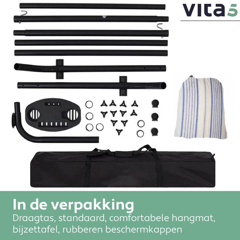 Vita5 Hangmat met Standaard - Blauw/Wit