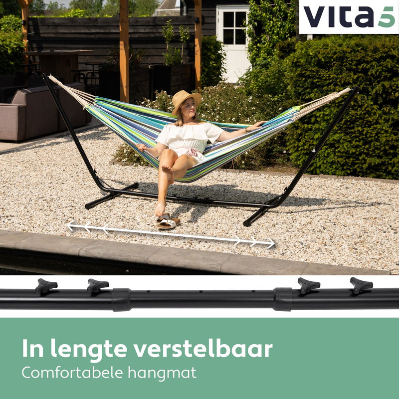 Vita5 Hangmat met Standaard - Blauw/Groen
