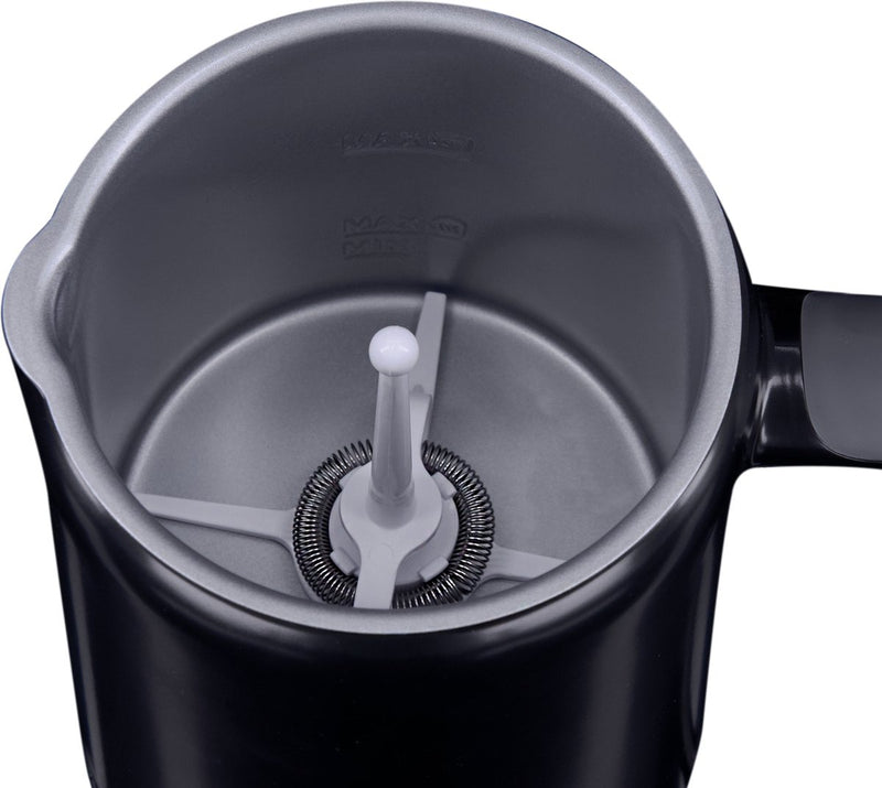 Homra Melkopschuimer Zwart - 3-in-1 Melkopschuimer - Warme & Koude Opgeschuimde Melk - Elektrisch - Opschuimen en Verwarmen - Warme Melk - Meerdere Functies - Kunststof - RVS – Koffie - Cappuccino - Cafè Latte - Latte Macchiato