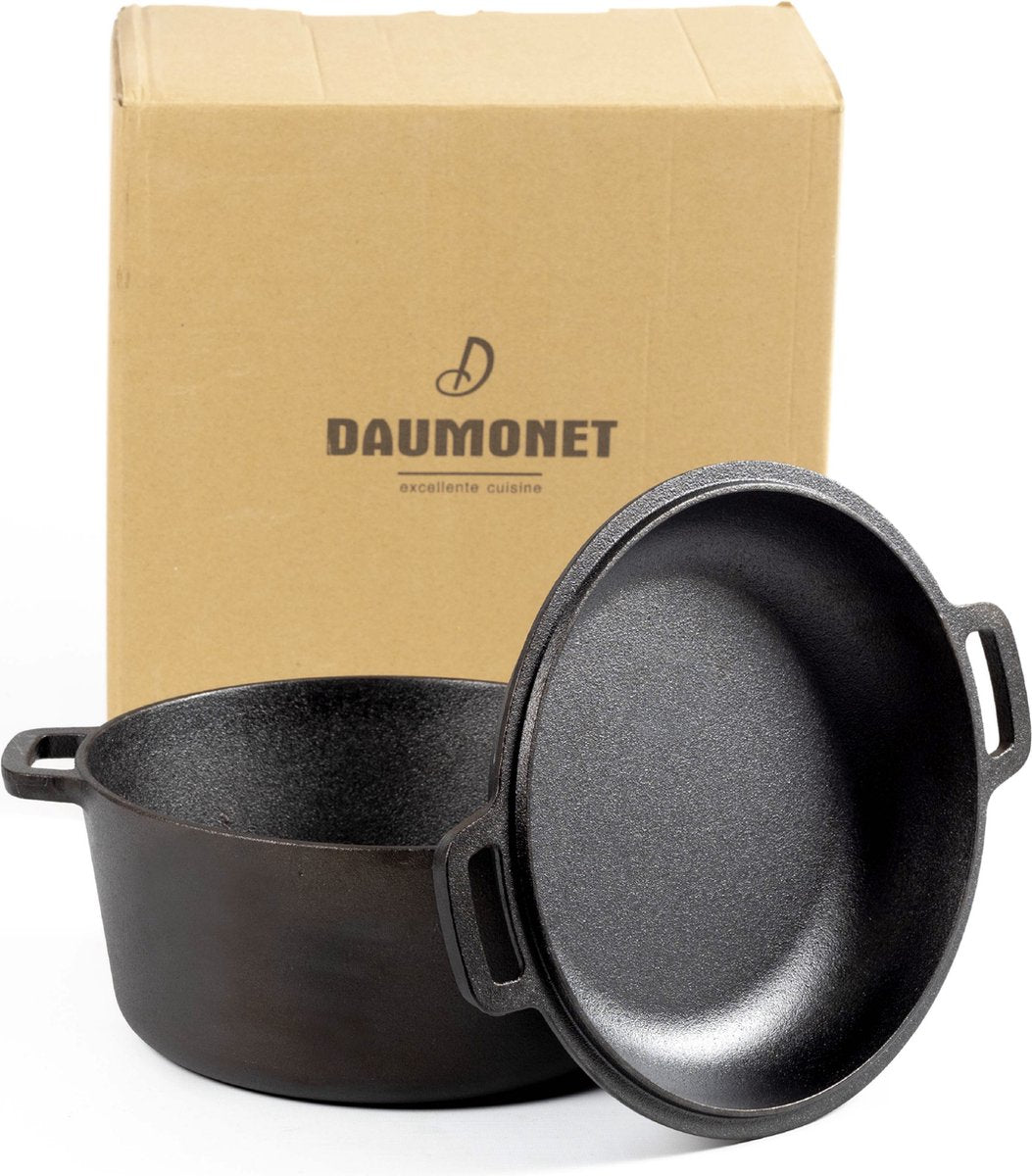 Daumonet Ducasse cast iron Double use frying pan - 2 -in -1 baking and frying pan - Ø 26 cm - 4.4 liters