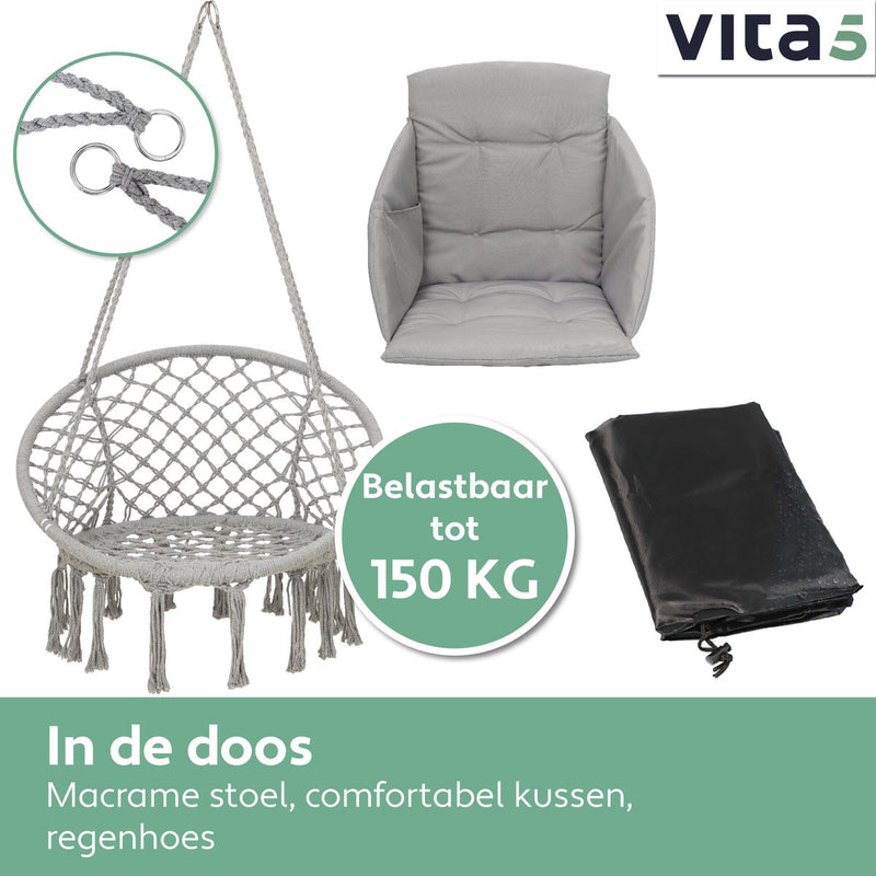 Vita5 Macramé Hanging chair - Gray