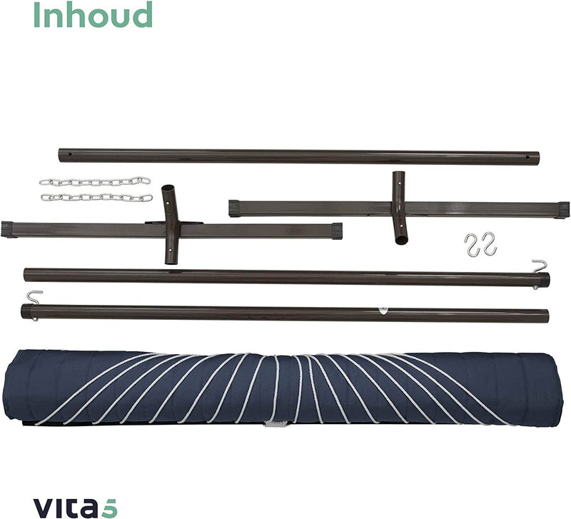 VITA5 Hangmat met onderstel, Tot 2 personen / 200kg, 190 * 140, Afneembaar hoofdkussen, Weer en UV-bestand - dunkelgrün/dunkelblau
