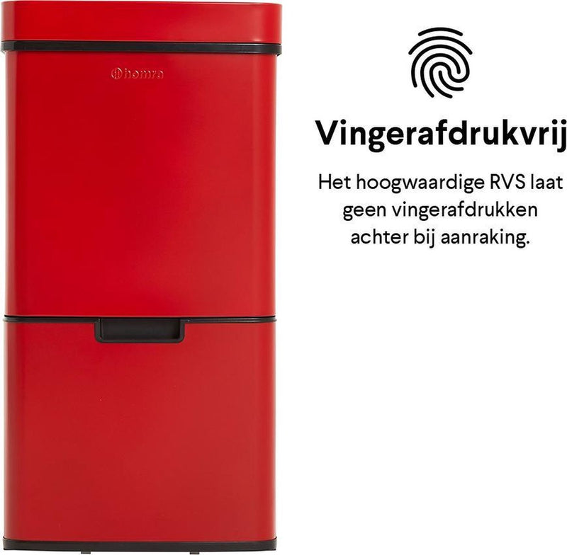 Homra Nexo - sensor trash can - 3 compartments - 72 liters (2x12 + 48 l) - Red