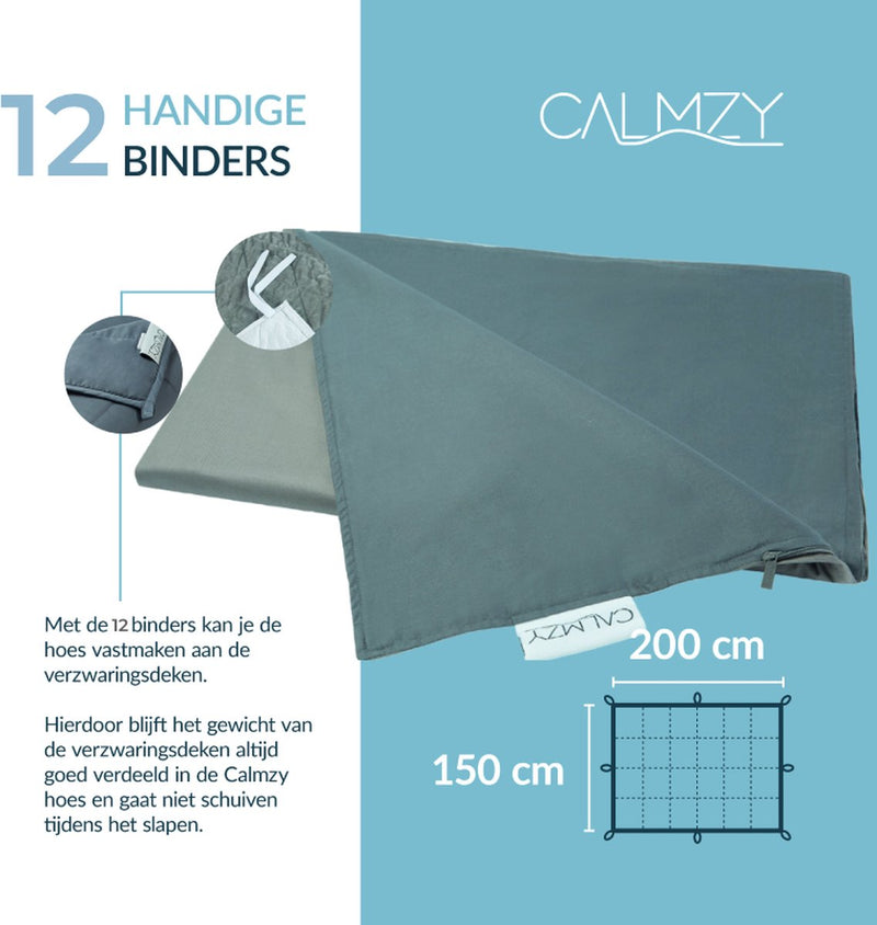 Calmzy Superior Chill - Duvet cover - Verzwaringsdeken hoes - 150 x 200 cm - Luchtig - Ademend - Donkergrijs/grijs