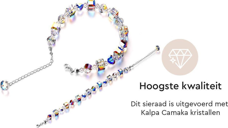 Yolora Dames Armband met 31 Kalpa Camaka Kristallen - Zilverkleurig - 18K Witgoud Verguld - Cadeauverpakking