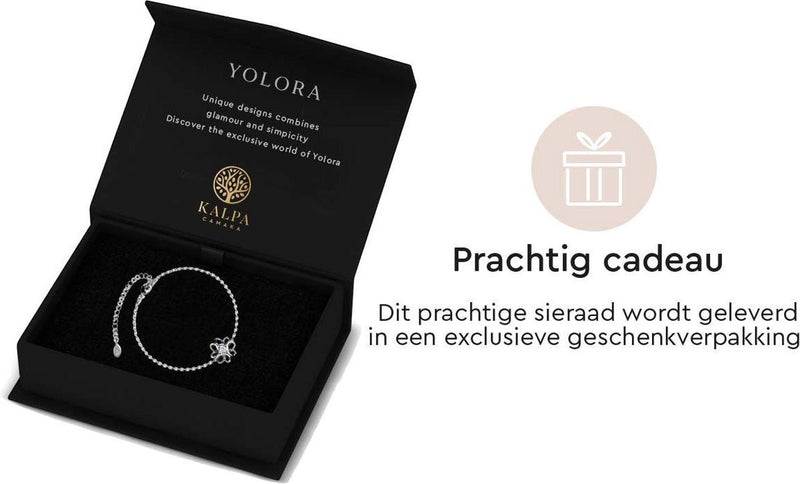 Yolora Dames Armband met Kalpa Camaka Kristal - Zilverkleurig - 18K Witgoud Verguld - Cadeauverpakking