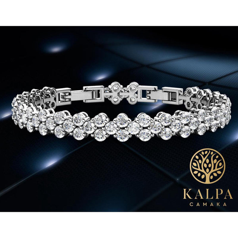 Yolora Dames Armband met 81 Kalpa Camaka Kristallen - Zilverkleurig - 18K Witgoud Verguld