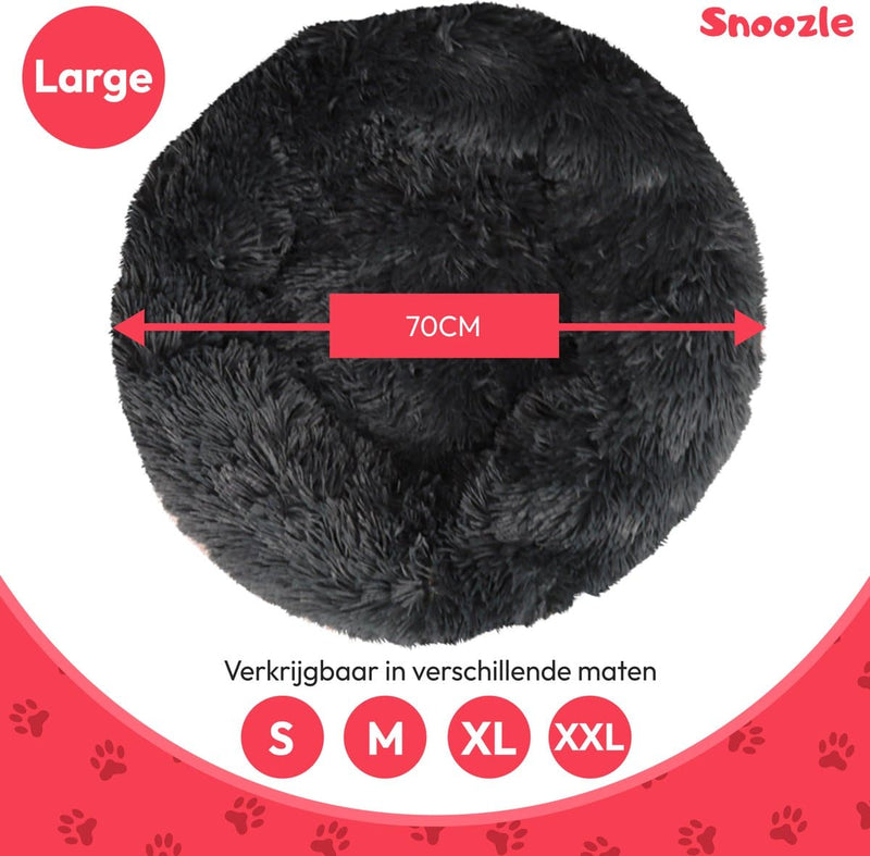 Snoozle Donut dog basket - Soft and luxurious dog cushion - Washable - Fluffy - Dog baskets - 60 cm - Gray