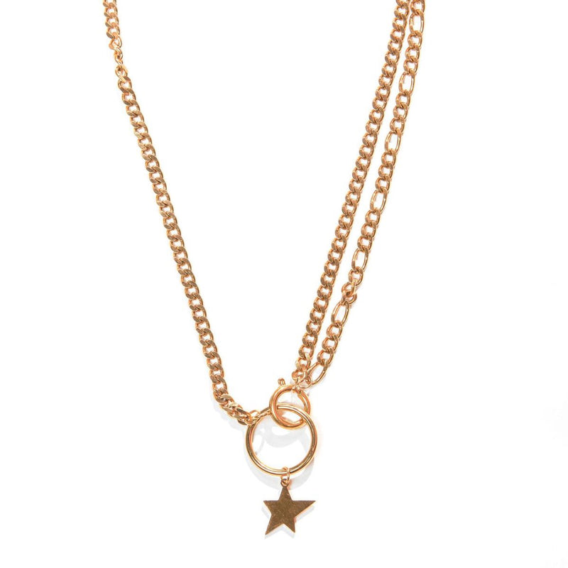 Laura Ferini Ladies Necklace Stella Gold - Gold -colored switch chain With star - 18k yellow gold gilt - Necklace - Collier - Jewelry - Accessories - Ladies Necklace With Pendant