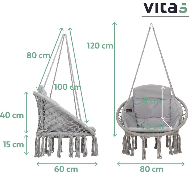 Vita5 Macramé Hanging chair - Gray