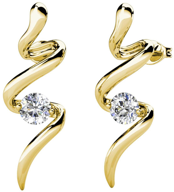 Yolora Ladies Ohrringe - Kalpa Camaka Crystals - Gold -Gelenkt - 18k Gelbgold vergold