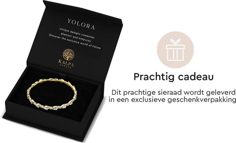 Yolora ladies bracelet with 12 Kalpa Camaka Crystals - Gold -colored - 18k yellow gold gilt - Women's bracelet gold - jewelry - luxury gift box - gift box - gift box - Exclusive gift box - Beautiful gift box