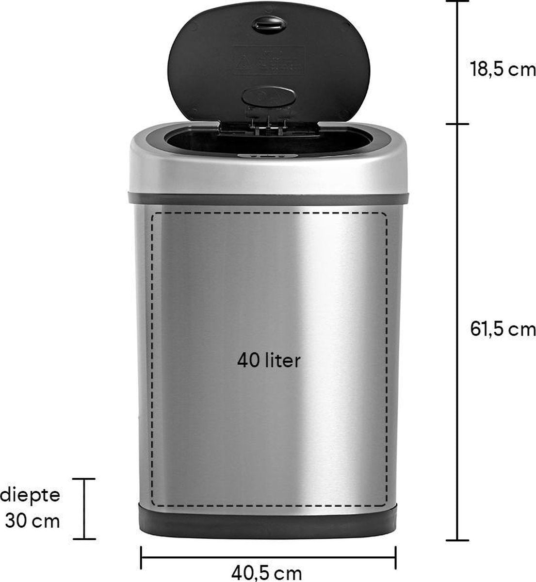 Homra Fonix - Sensor Müll Edelstahl 40 Liter