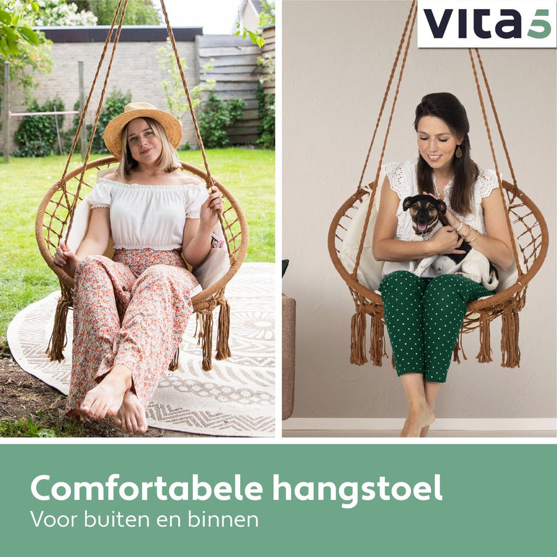 Vita5 Macramé Hanging chair - Brown/Beige