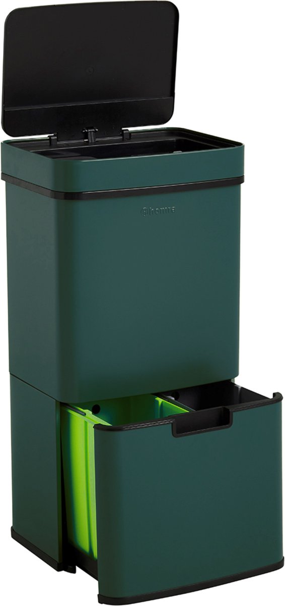 Homra NEXO - Sensor Prullenbak - 3 vakken - 72 Liter (2x12 + 48 L) - Groen