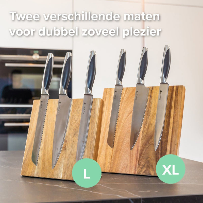 Coninx Quin knife block magnetic XL - Messen magnet - Anti -slip - Stainless steel / Acacia