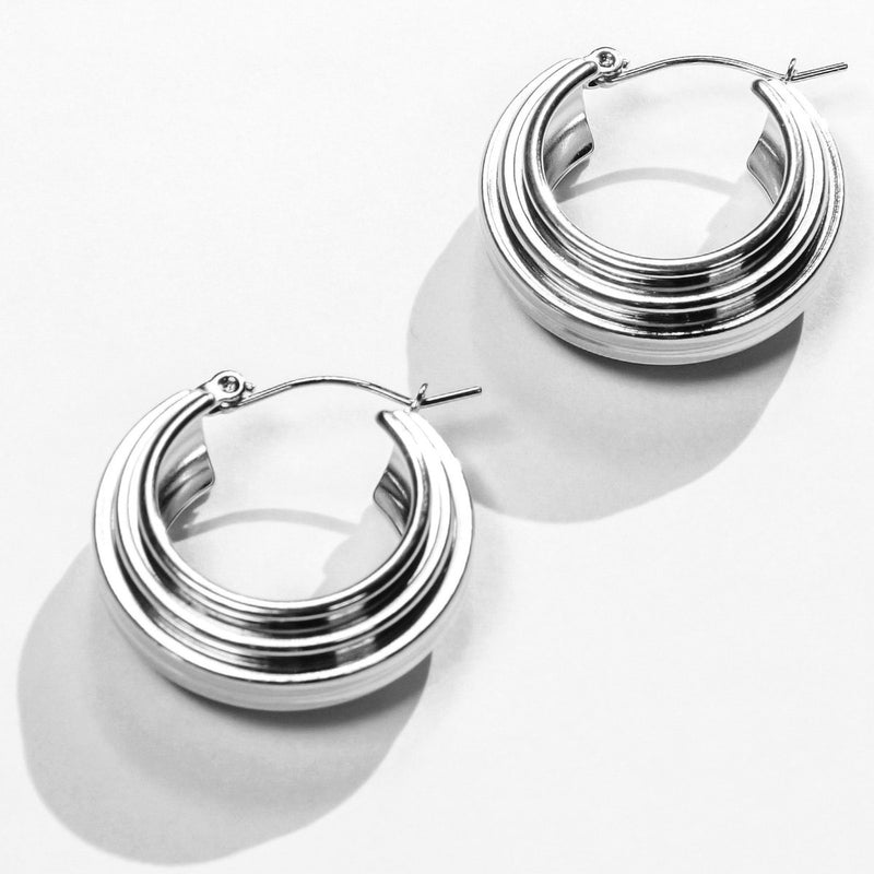 Laura Ferini Ladies Earrings Viva Silver - Silver colored earrings - 18k White gold gilt - Ladies ear buttons - Jewelry - Accessories - Jewelry