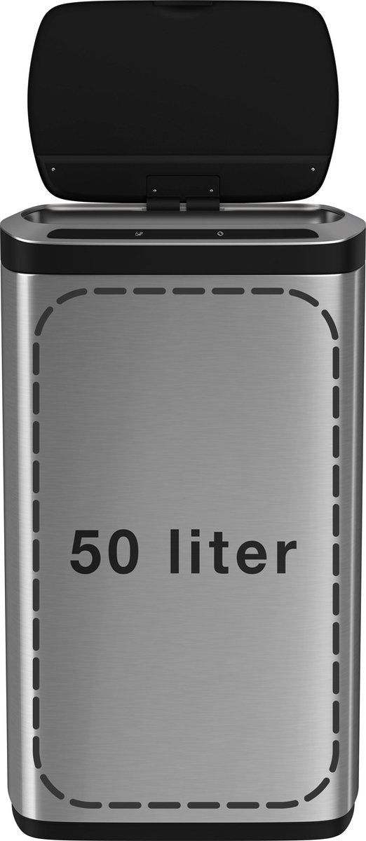 StangVollby DALBY - Prullenbak met Sensor – 50 Liter – Zilver