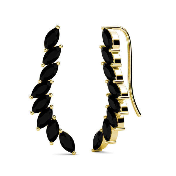 Yolora Ladies Earrings - Kalpa Camaka Crystals - Gold -colored - Black Crystal - 18k Yellow Gold Gilded - Women Ear Hangers Gold - Jewelry - Luxury Giftbox - Gift box - Gift Box - Exclusive Gift Packing - Beautiful Gift Packing
