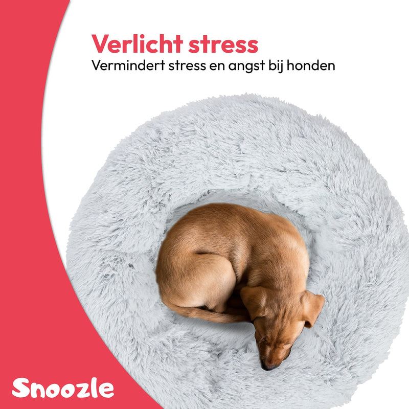 Snoozle Donut Hondenmand - Zacht en Luxe Hondenkussen - Wasbaar - Fluffy - Hondenmanden - 100cm - XXL - Wolf Grey