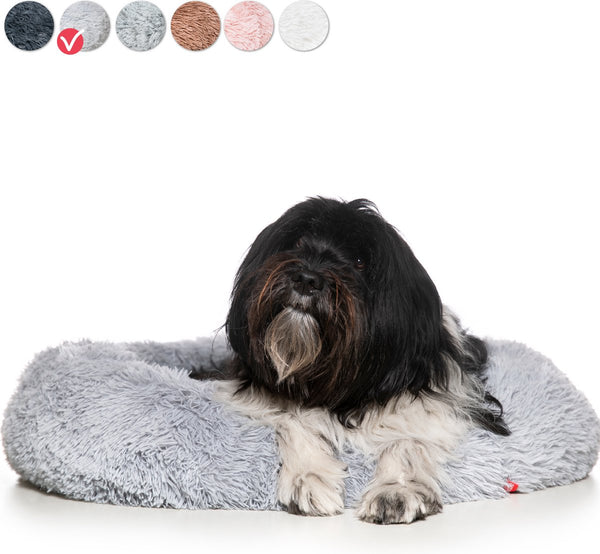 Snoozle Donut Hondenmand - Zacht en Luxe Hondenkussen - Wasbaar - Fluffy - Hondenmanden - 70cm - Licht Grijs