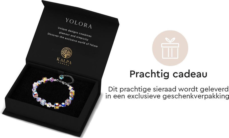 Yolora Ladies Bracelet With 31 Kalpa Camaka Crystals - Silver colored - 18k White gold Gilt - Gift box