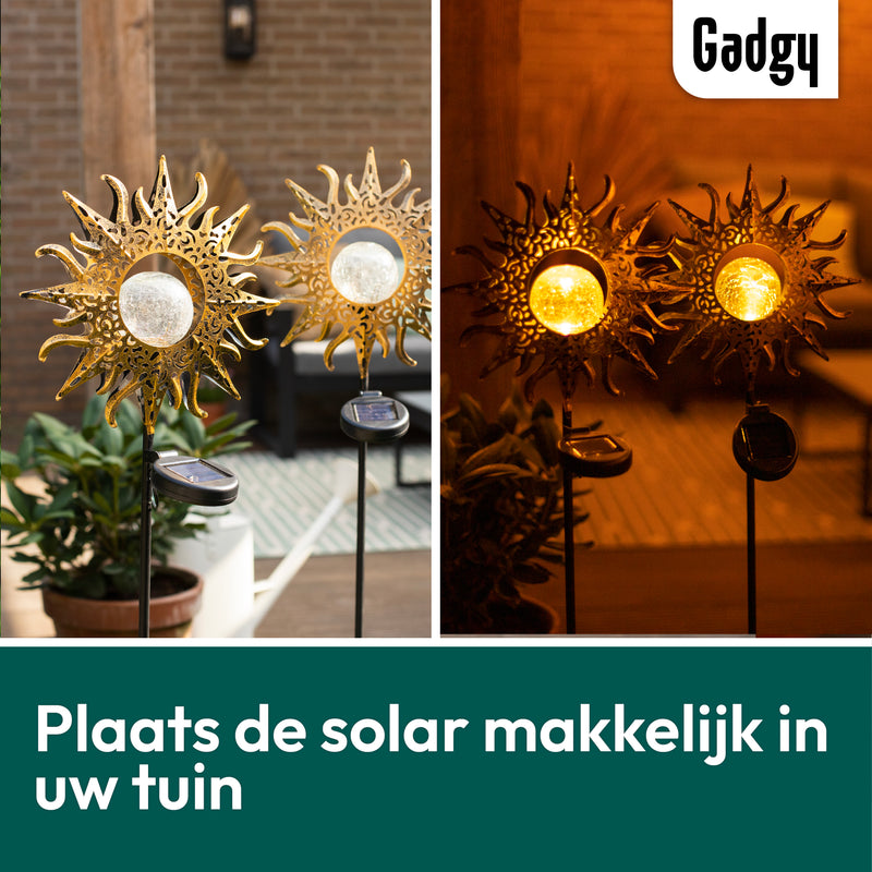 Gadgy Solar Zon met grondspies – Set van 2 st.– 103 cm hoog