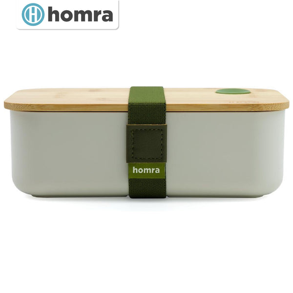 Homra lunch box bboo gray - bread bin - 2 compartments - lunch to go - fsc bamboo - durable plastic - bpa free - lunch drum - microwave -resistant - frozen -resistant - dishwasher safe