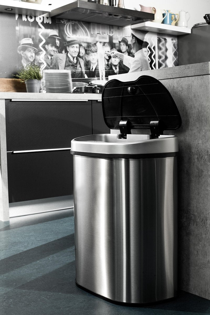 Homra Qubix sensor trash can - stainless steel - 70 liters - 3 compartments - 22+22+24 l - Recycle waste biner - Hygienic - Automatic soft close close lid - Electric garbage box - Kitchen waste bin - office trash box - waste separation - waste separation