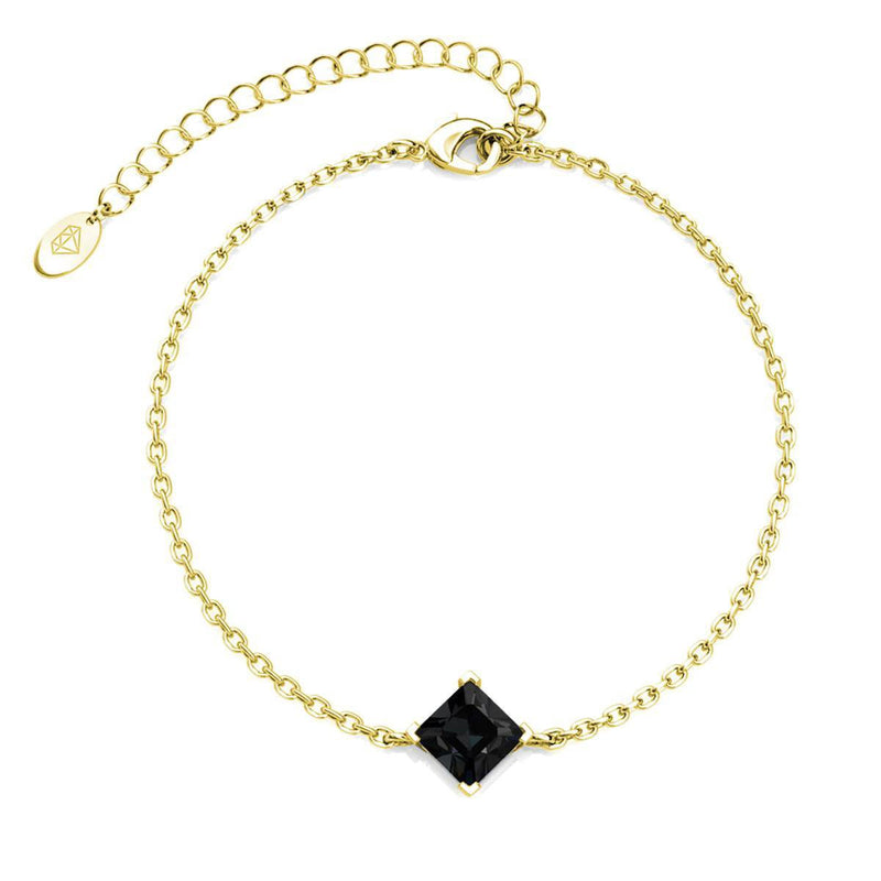 Yolora ladies bracelet with charm - Black Kalpa Camaka Crystal - Gold colored - 18k yellow gold gilt - Women bracelet gold - jewelry - Gift box - Luxury Giftbox - Gift Box - Beautiful Gift Package - Exclusive Gift Packing