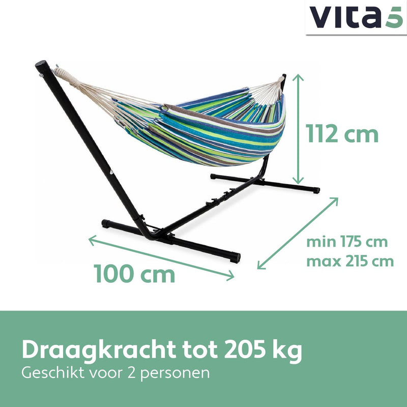Vita5 Hangmat met Standaard - Blauw/Groen