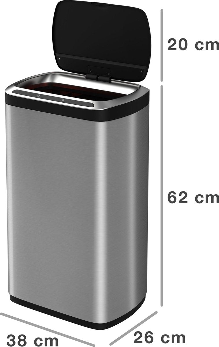 Rangvollby Dalby - Recycle Bin With Sensor - 50 Liter - Silver