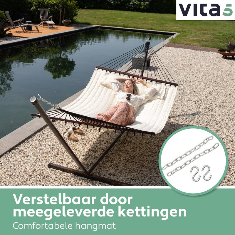 Vita5 Hangmat met Standaard - Beige/Wit
