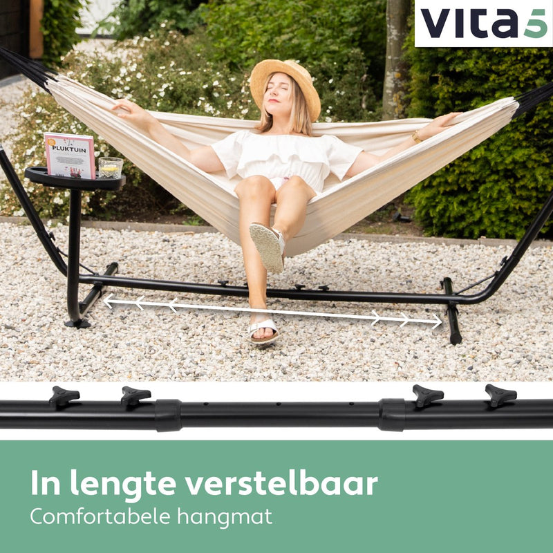 Vita5 Hangmat met Standaard - Beige/Wit