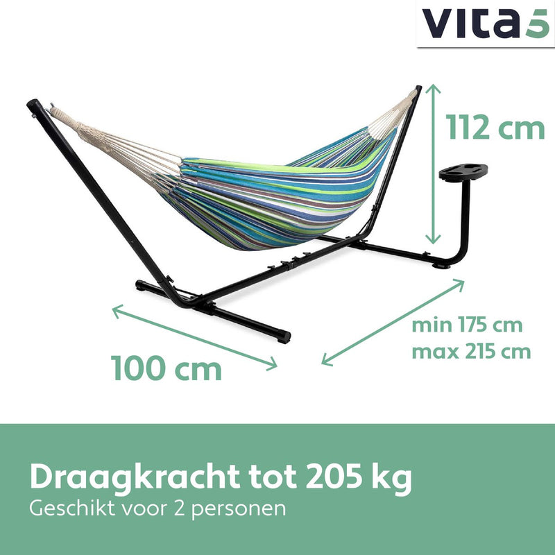 Vita5 Hangmat met Standaard - Groen/Blauw